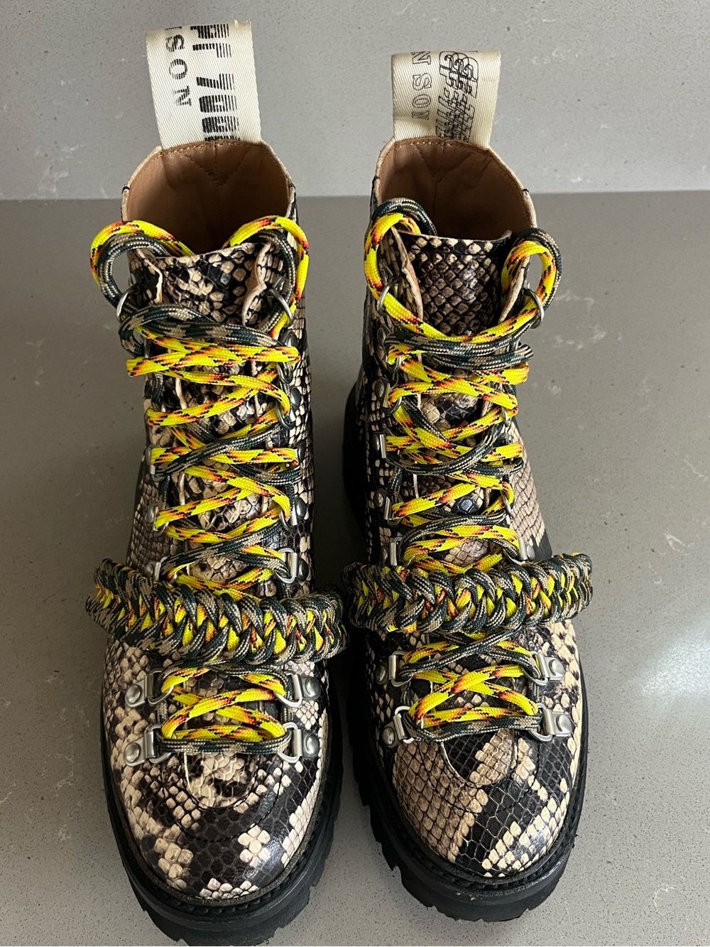 House Of Holland X Grenson Brown Snakeskin Leather Hiker Combat Boots UK4 US6 - Picture 7 of 13